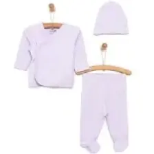 HelloBaby Yenidoğan Organik Zıbın-Şapka-Patikli Alt Unisex