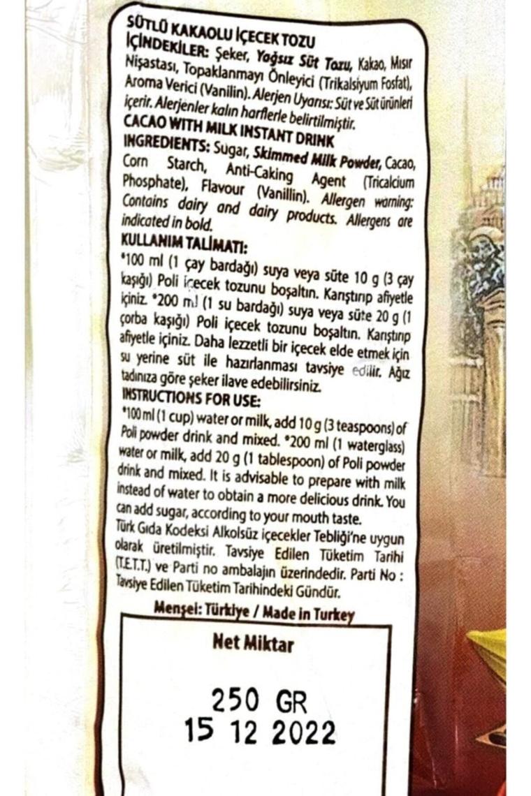 Sütlü Kakao Tozu 250 Gr