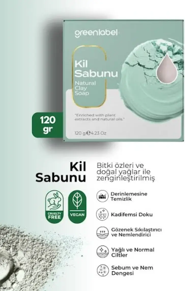 Green Label Kil Sabunu Natural Gözenek Sıkılaştırıcı Ve Nemlendirici 120gr.