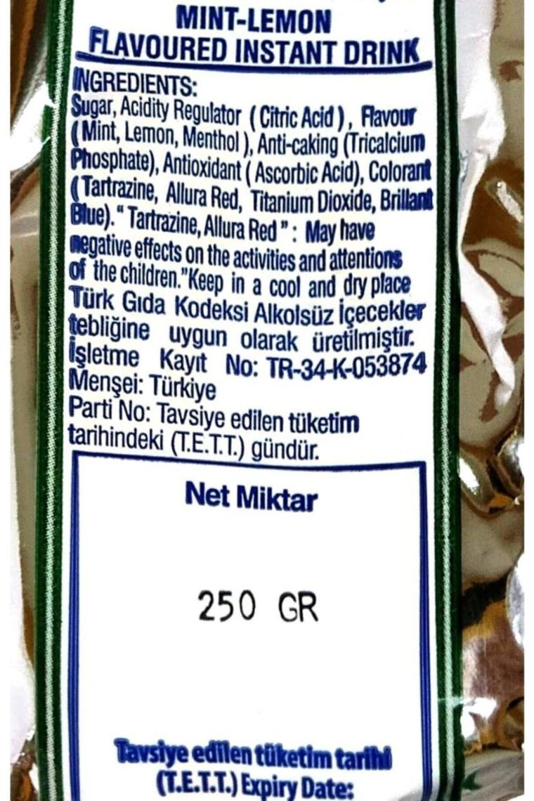 Nane Limon Aromalı içecek Tozu 250 Gr