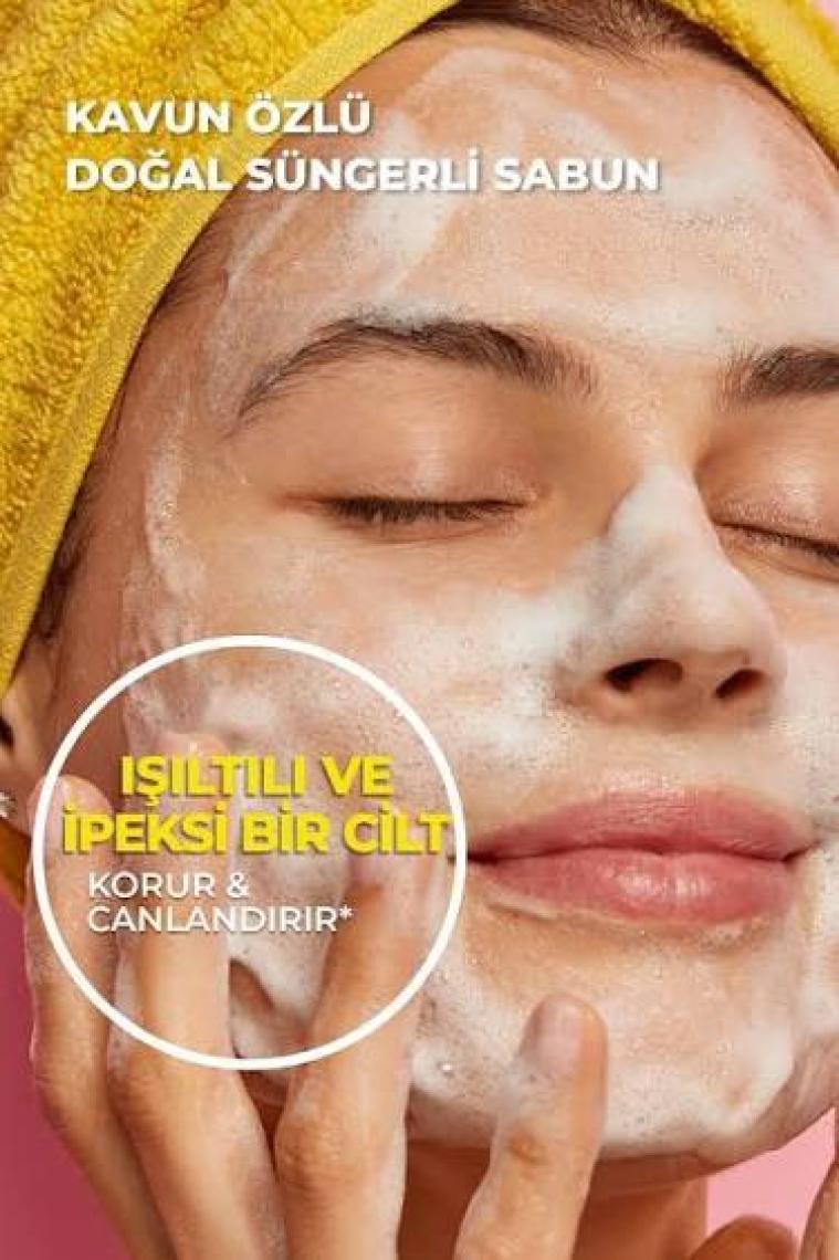 Biolea's Kavun Özlü Doğal Süngerli Sabun 130 gr – Saç ve Cilt Bakımı için Vitamin ve Gliserin Desteği