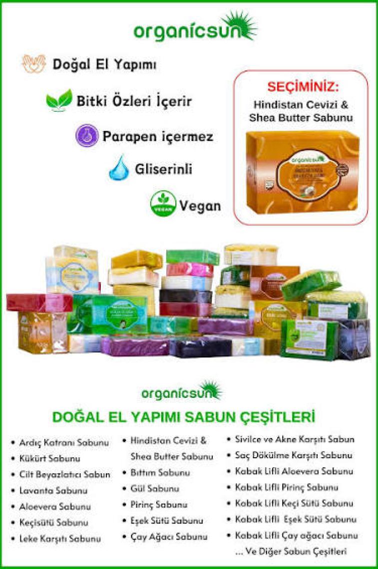 Organicsun Doğal Hindistan Cevizi & Shea Butter Sabunu 140 gr Tüm Cilt Tipleri Için Besleyici ve Onarıcı Etkili