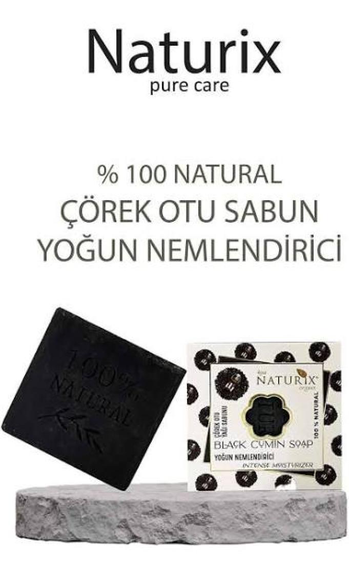 Naturix Natural Çörek Otu Yağı Sabunu Yoğun Nemlendirici Ayak Koku Giderici Black Cumın Soap