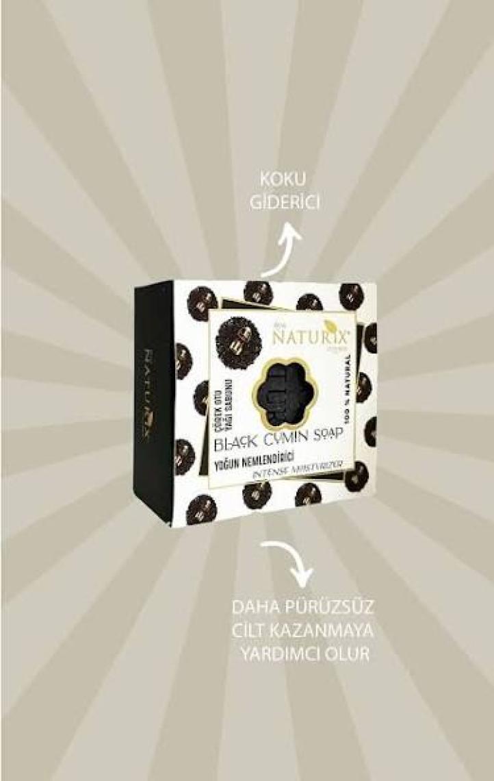 Naturix Natural Çörek Otu Yağı Sabunu Yoğun Nemlendirici Ayak Koku Giderici Black Cumın Soap