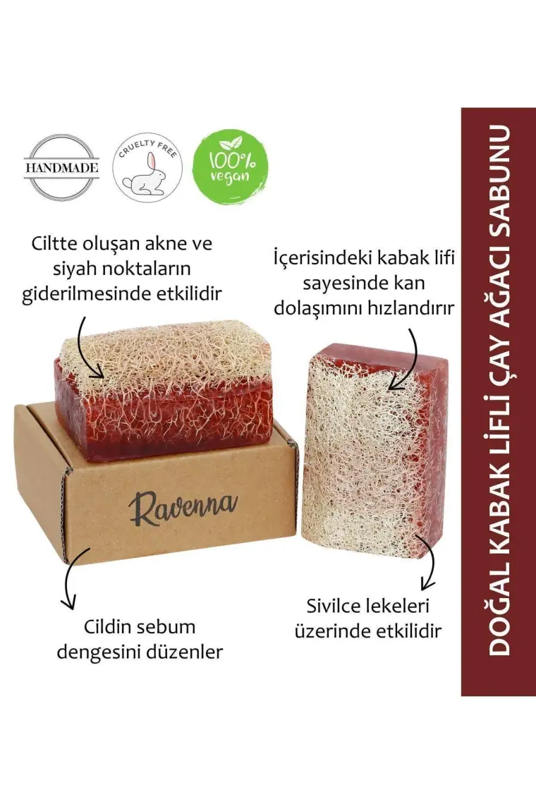 Ravenna Doğal Kabak Lifli El Yapımı Çay Ağacı Sabunu