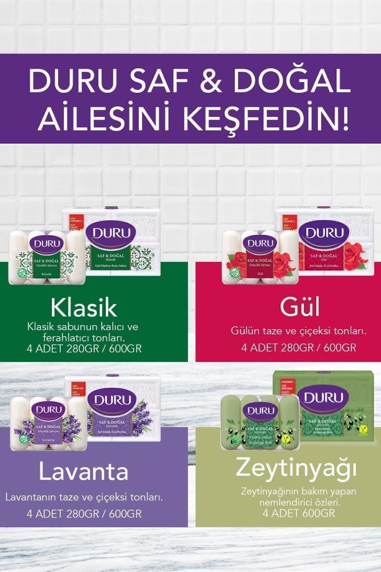 Duru Saf & Doğal Kaynaklı Klasik 16 Adet Beyaz Kalıp Sabun 4X600GR