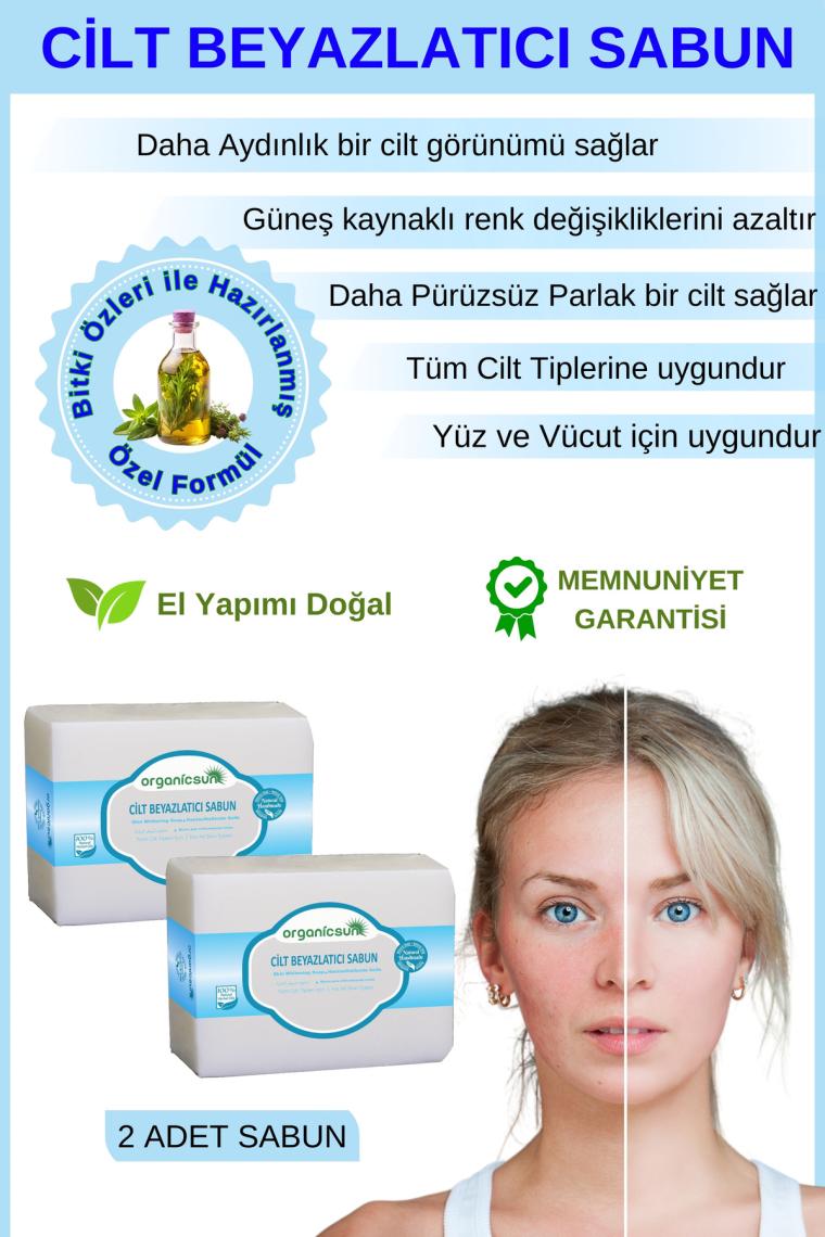 Organicsun Doğal Cilt Beyazlatıcı Sabun 140 gr x 2 Adet Tüm Cilt Tipleri Için B ve E Vitaminli