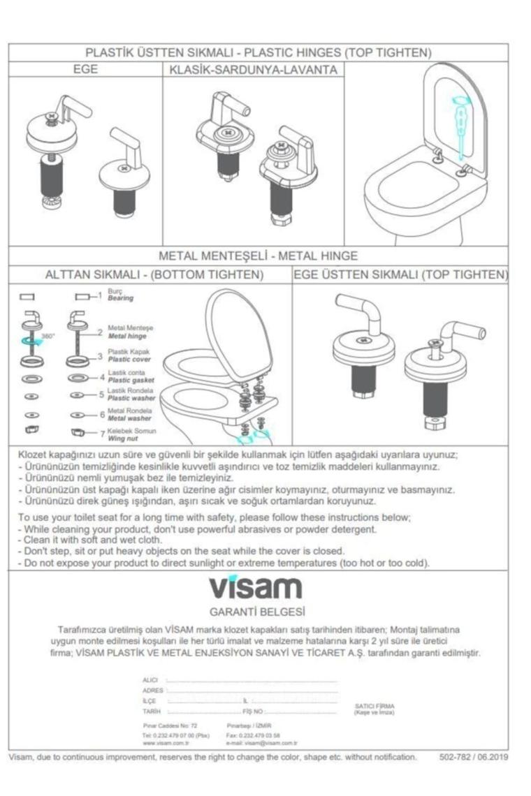 Visam Iris Klozet Kapağı Alttan Sıkmalı 525-001