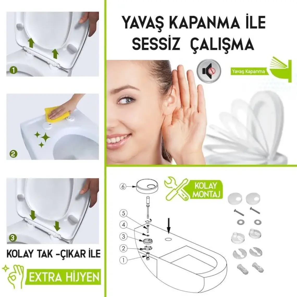 Aqua Bagno Diamond   Yavaş Kapanan Klozet Kapağı