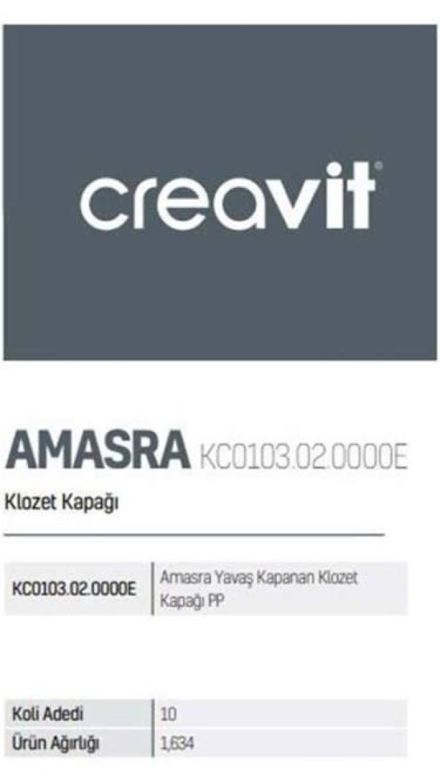 Creavi̇t Amasra Yavaş Kapanan Klozet Kapağı