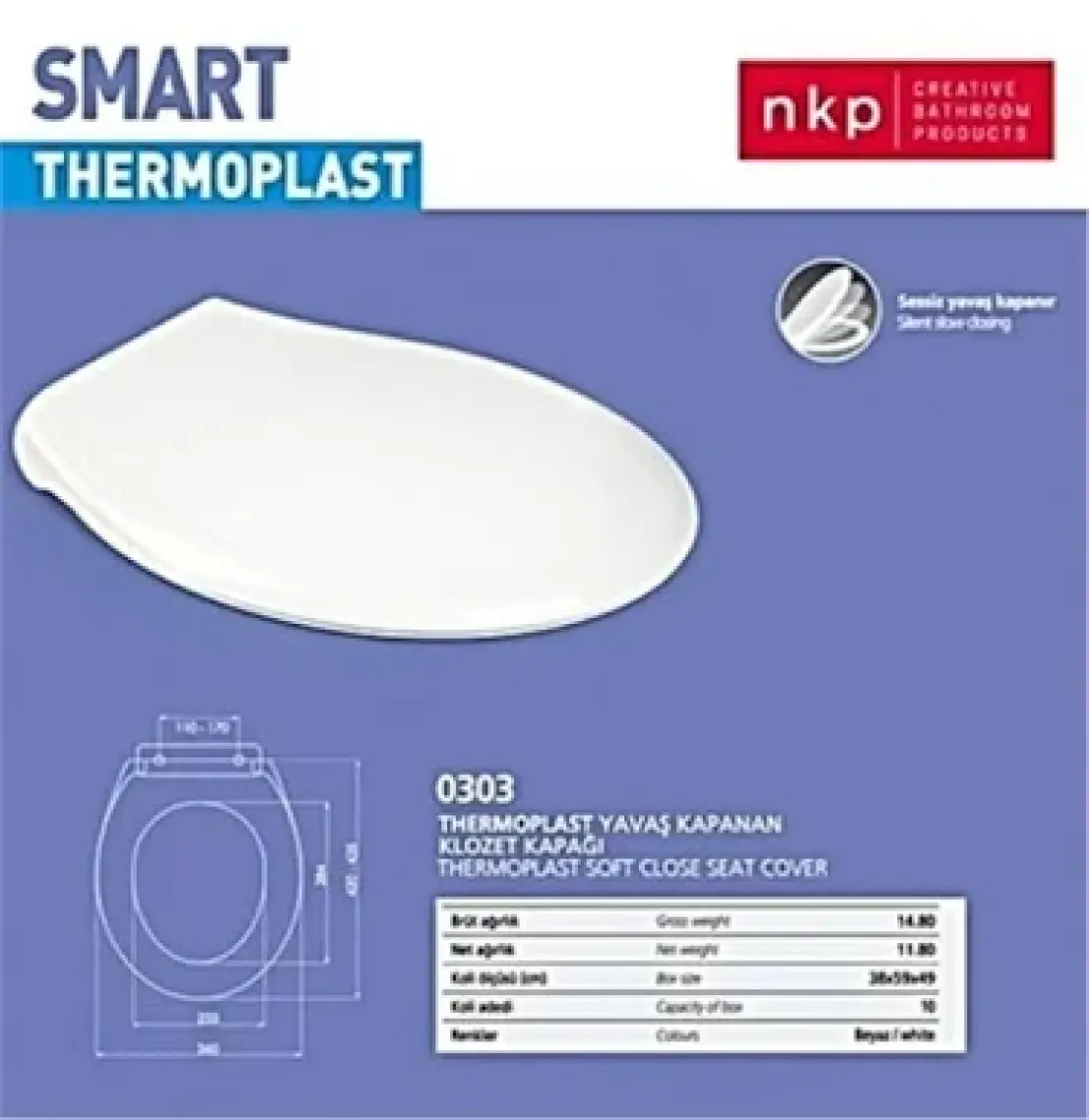 NKP Smart Soft Close Yavaş Kapanan Amortisörlü Klozet Kapağı - 303