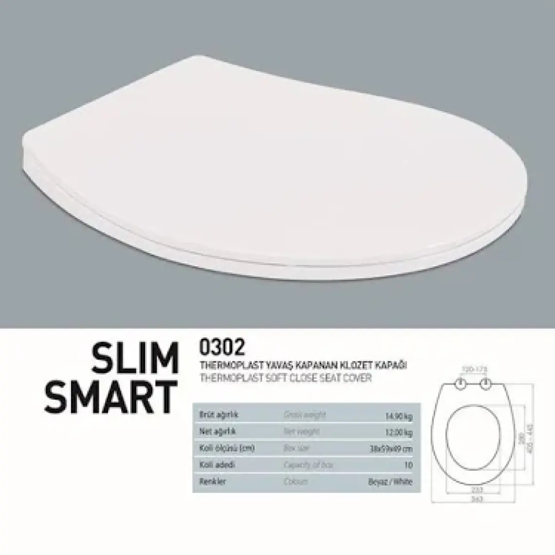 NKP Smart Soft Close Yavaş Kapanan Amortisörlü Klozet Kapağı - 303