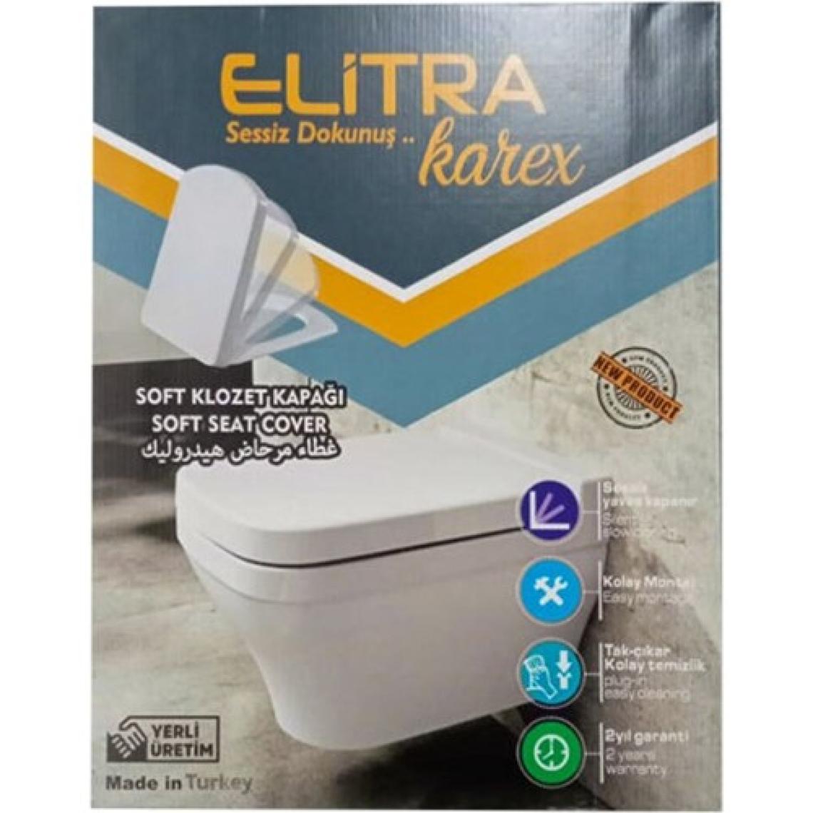Elitra Karex Soft Klozet Kapağı Yavaş Kapanır Amortisörlü Klozet Kapağı