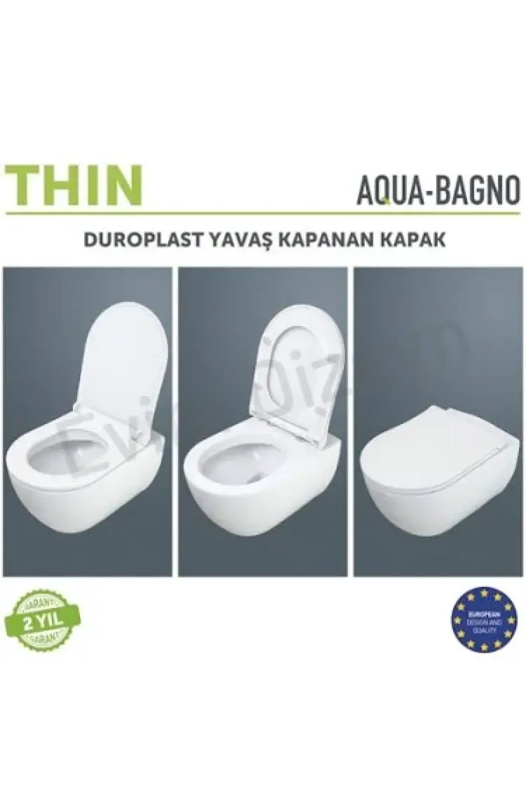 Aqua Bagno Thin   Yavaş Kapanan Klozet Kapağı - Duroplast-Yavaş Kapanan