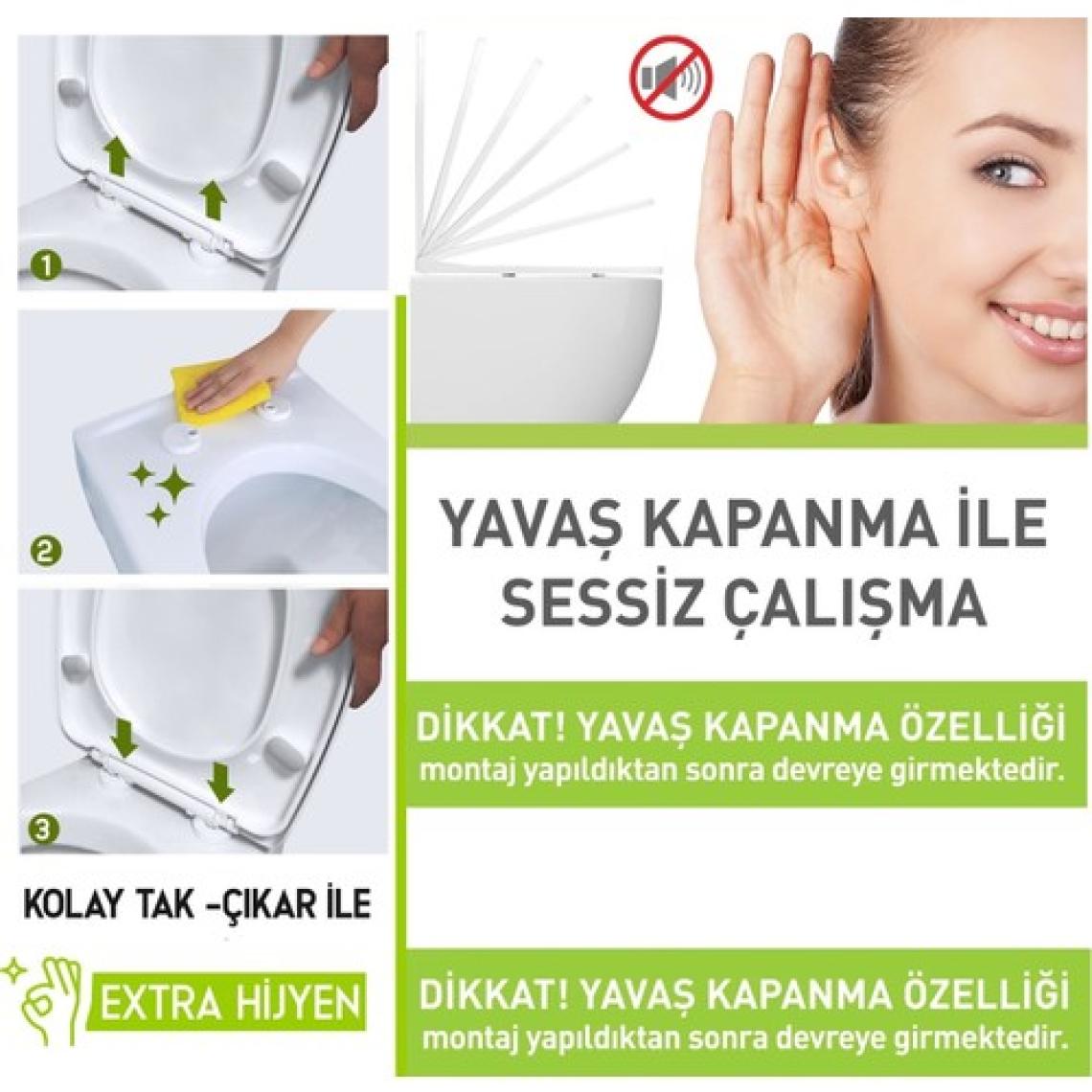 Agara Elitra Plus  Yavaş Kapanan Klozet Kapağı Amortisörlü Yerli Üretim