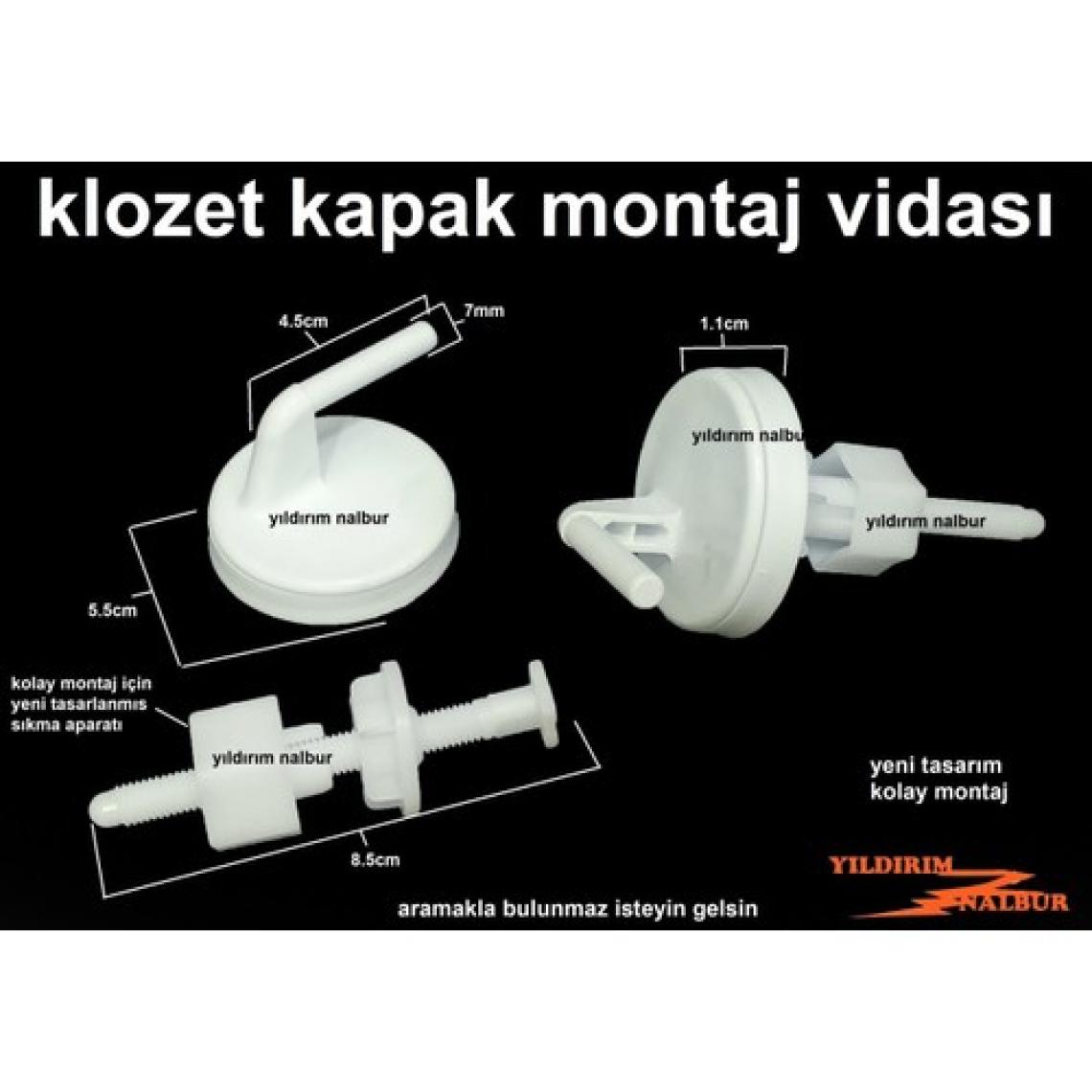 Yıldırım Klozet Kapak Montaj Vidası 1 Çift Yeni Tasarım Klozet Kapak Vidası Plastik