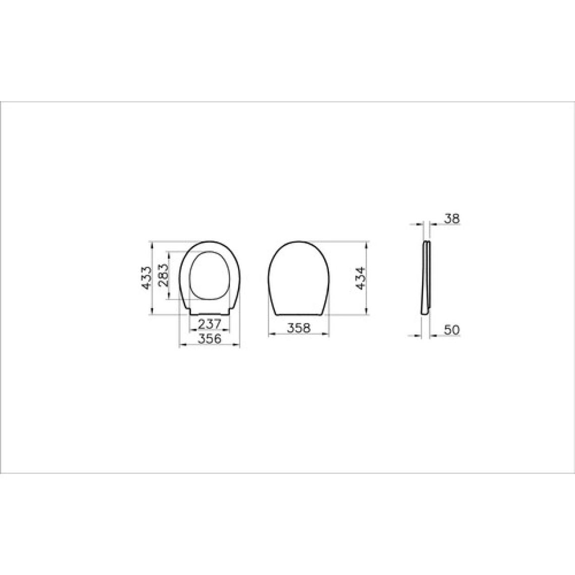 VitrA S20 Round 109-003-909 Universal Klozet Kapağı, Yavaş Kapanır, Kolay Çıkabilir, Beyaz