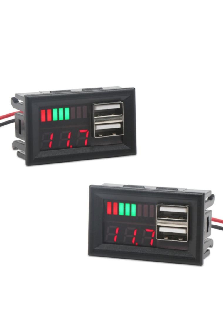 Robo Dünya Akü Kapasite Göstergesi Voltmetreli ve USB Çıkışlı