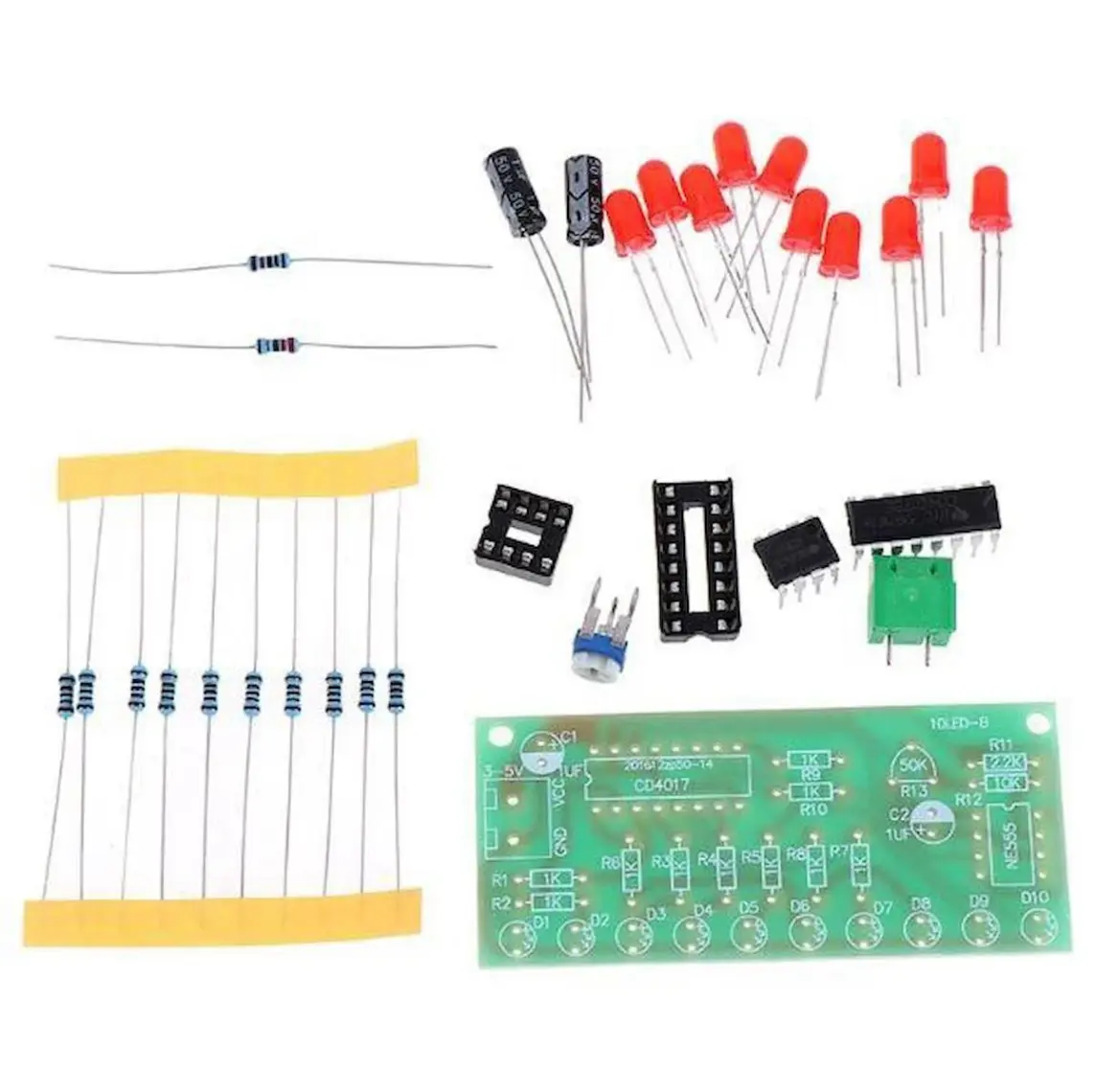 Elektronikport Yürüyen Işık Dıy Kiti Demonte Dıp NE555 + CD4017 Kendin Yap