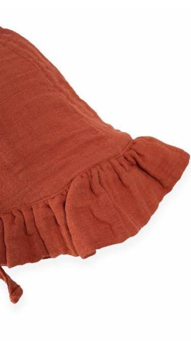 Cigit Bağlamalı Fırfırlı Müslim Bebek Şapka Rust