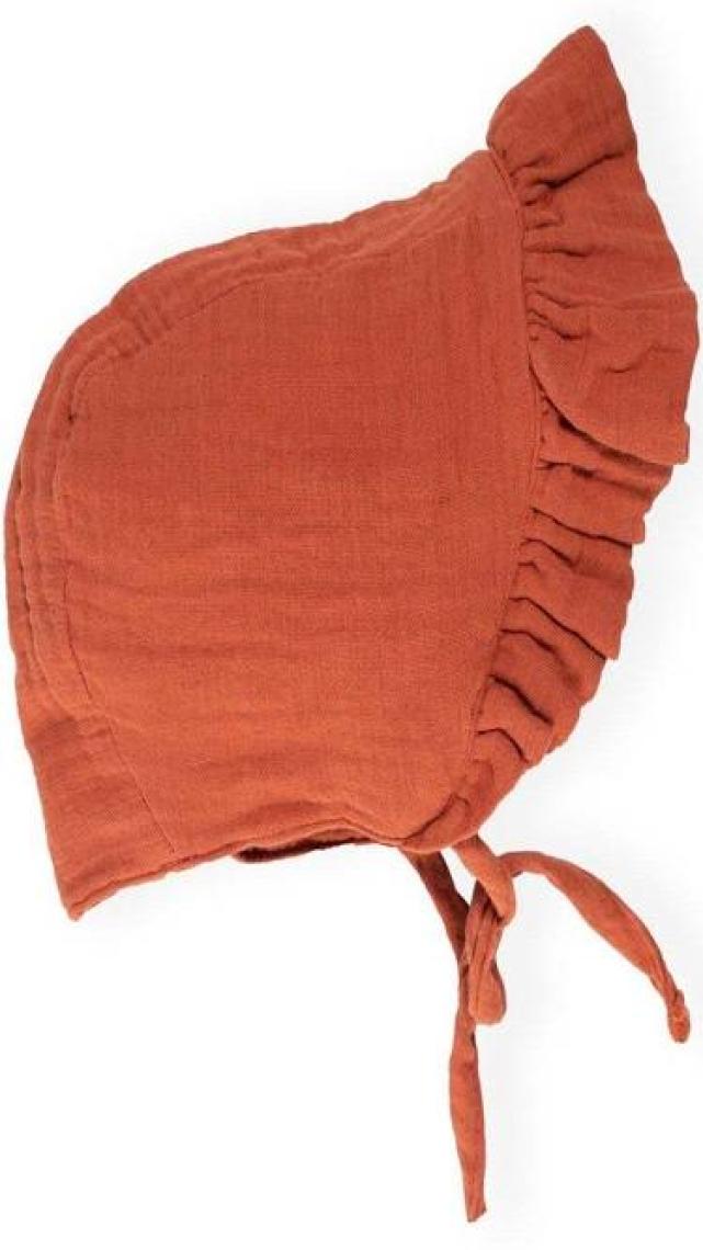 Cigit Bağlamalı Fırfırlı Müslim Bebek Şapka Rust