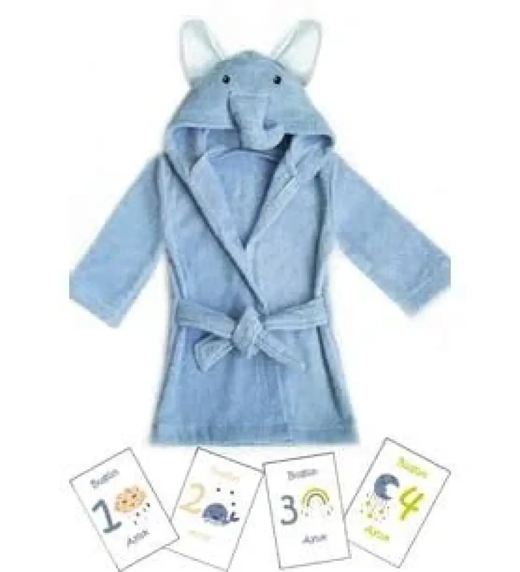 Moky Design Bebek Hediyelik Yenidoğan Bornoz ve Aylık Konsept Anı Kart 12 Adet, Erkek Baby Shower