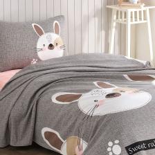 Eponj Home Baskılı Pike Takımı Tek Kişilik Tavşancık A.Kahve-Gri-Pembe