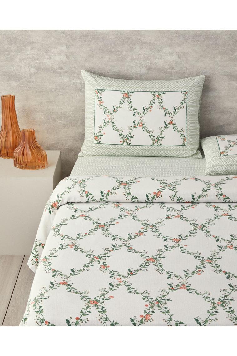 Floral Slice Çift Kişilik Pike Takımı Yeşil