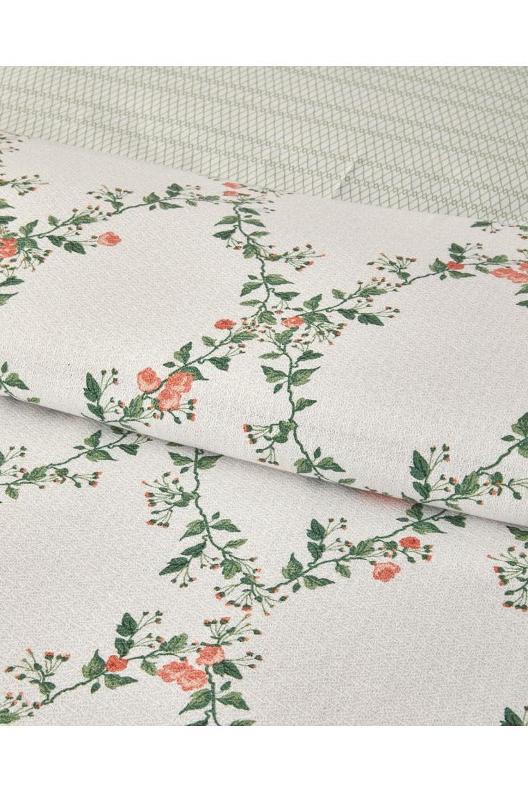 Floral Slice Çift Kişilik Pike Takımı Yeşil