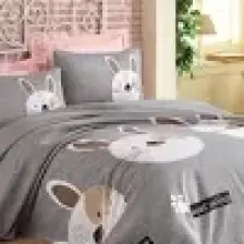 Eponj Home Baskılı Pike Takımı Çift Kişilik Tavşancık A.Kahve-Gri-Pembe