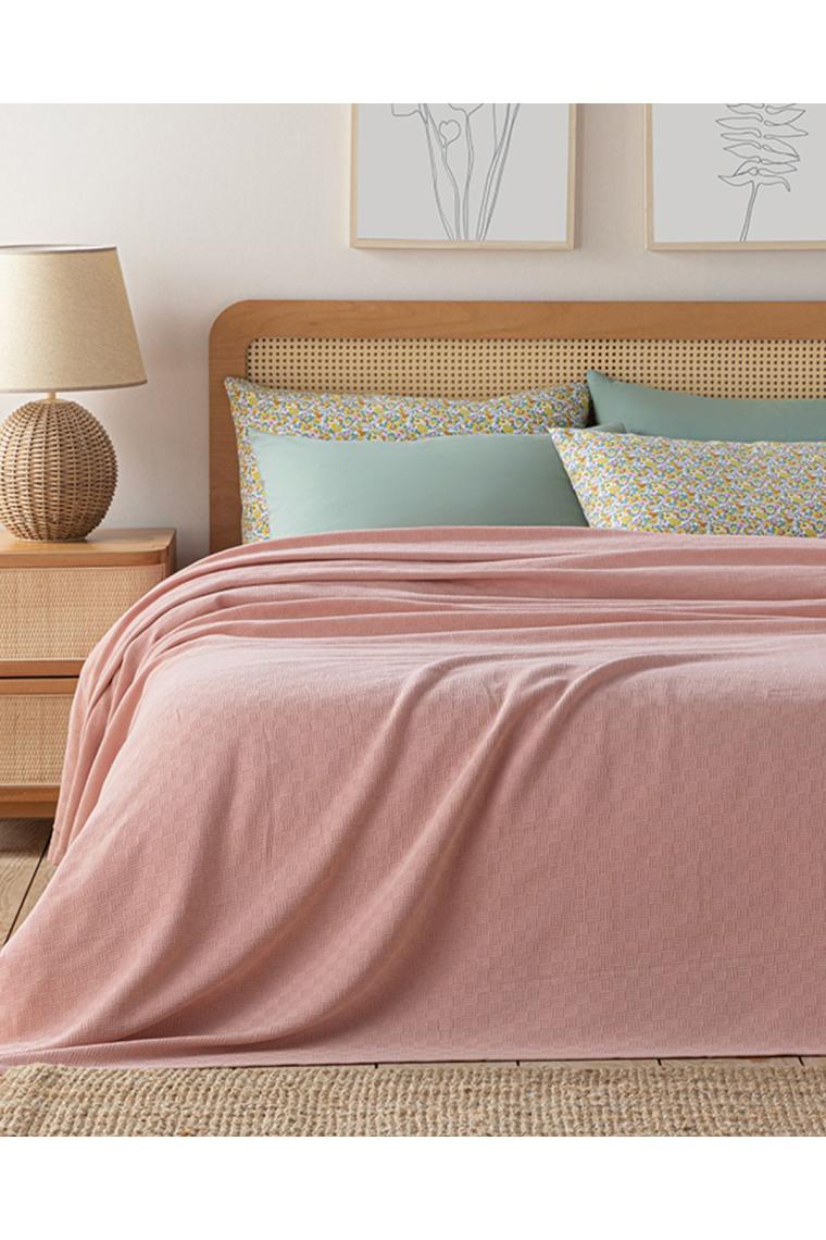 English Home Plain Pamuklu Çift Kişilik Pike 200X220 cm Pembe