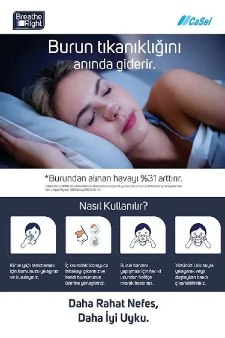 Breathe Right Burun Bandı Büyük Boy 10'lu (Burun Tıkanıklığı için)
