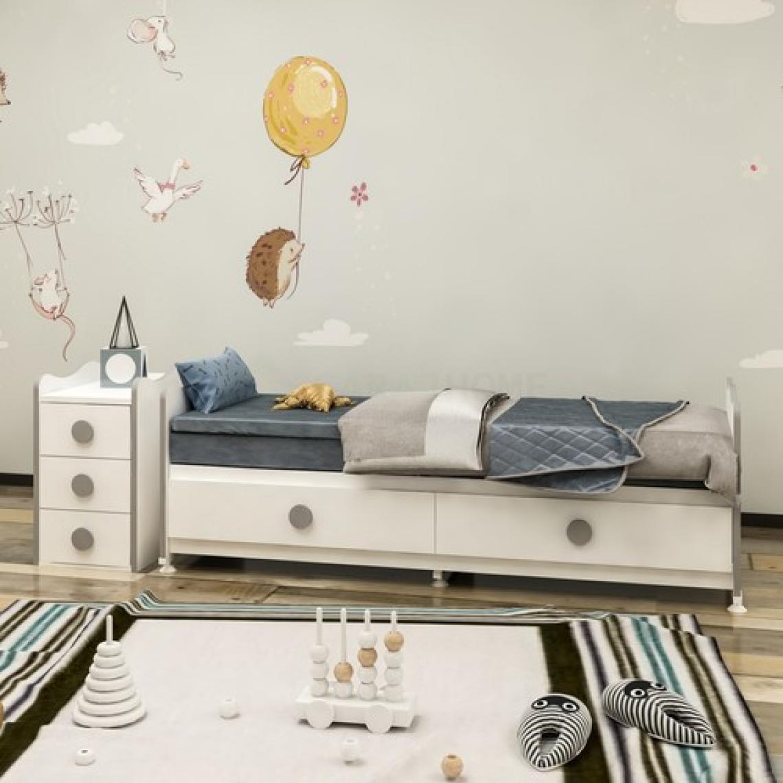 Garaj Home Melina Yıldız 4 Kapaklı Bebek Odası Takımı Gri- Yatak ve Uyku Seti Kombinli - Gri  Uykusetli