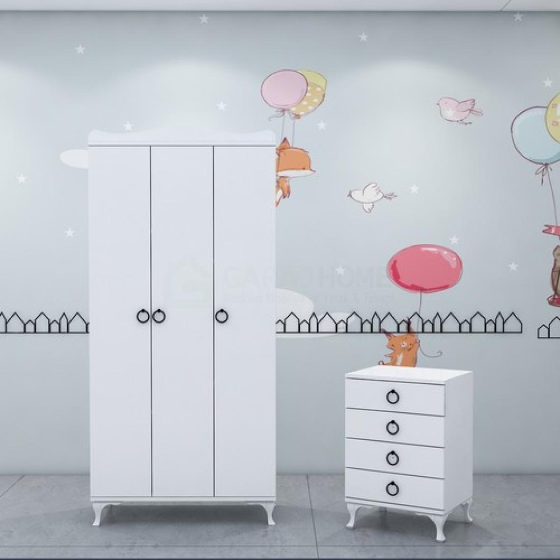 Garaj Home Sude Asansörlü Yıldız 3 Kapaklı Bebek Odası Takımı -Kombinli-Uyku Seti-Krem