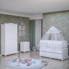 Elegant Yıldız 3 Kapaklı Bebek Odası Takımı - Yatak Ve Uyku Seti Kombinli- Uykuseti Beyaz