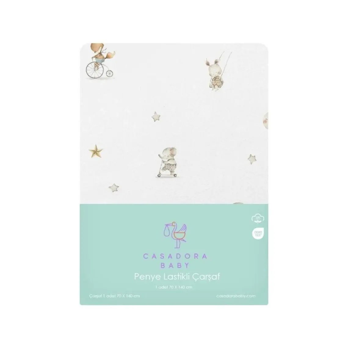 Casadora Baby Circus 100% Pamuk Penye Lastikli Bebek Çarşafı - 70X140X20 cm