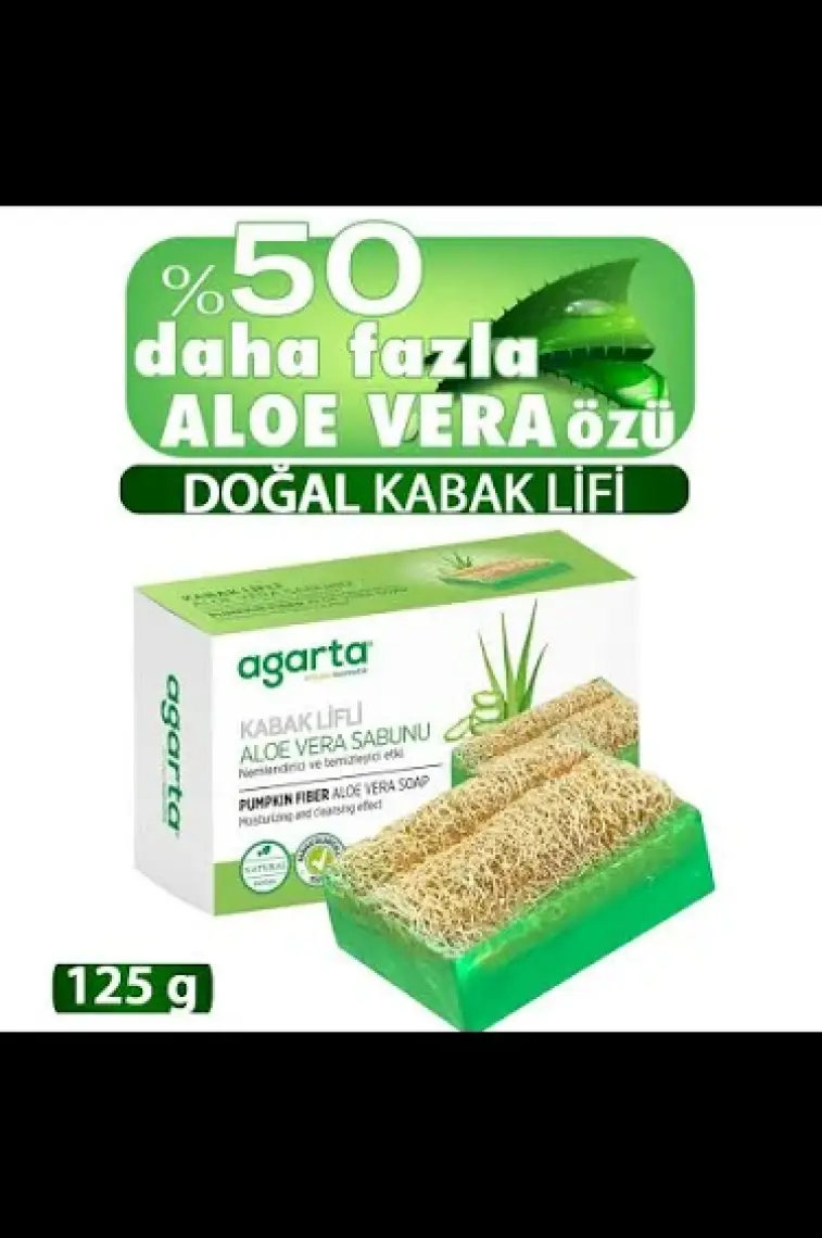 Agarta Doğal Kabak Lifli El Yapımı Aloe Vera Sabunu 125g