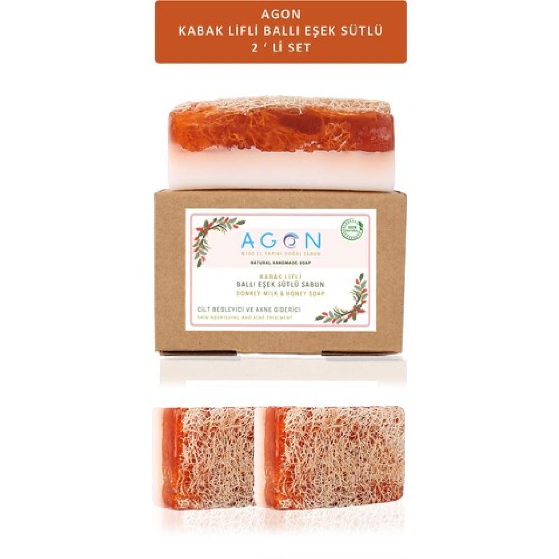 Agon %100 El Yapımı Doğal Kabak Lifli Ballı Eşek Sütü Sabunu 2'li Set 240 gr