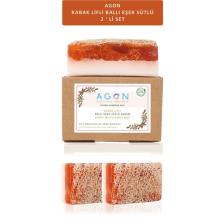 Agon %100 El Yapımı Doğal Kabak Lifli Ballı Eşek Sütü Sabunu 2'li Set 240 gr