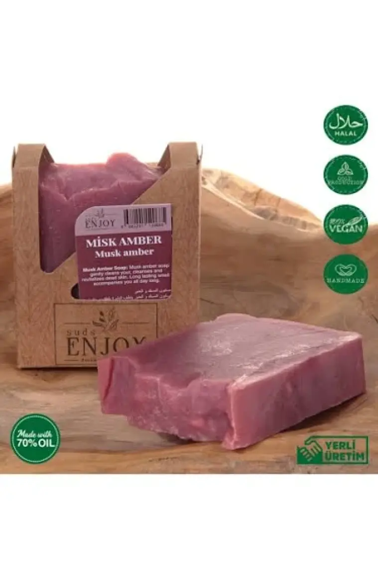sudsenjoyoil Doğal Misk Amber El Yapımı Yüz Saç ve Vücut Sabunu 100 gr