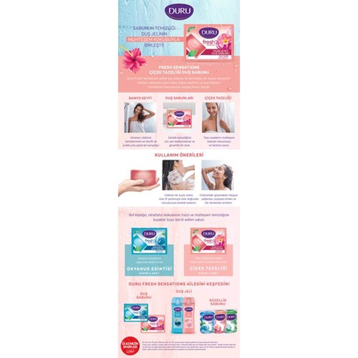 Duru Fresh Sensations Çiçek Tazeliği 4 Adet Duş Sabunu 600Gr