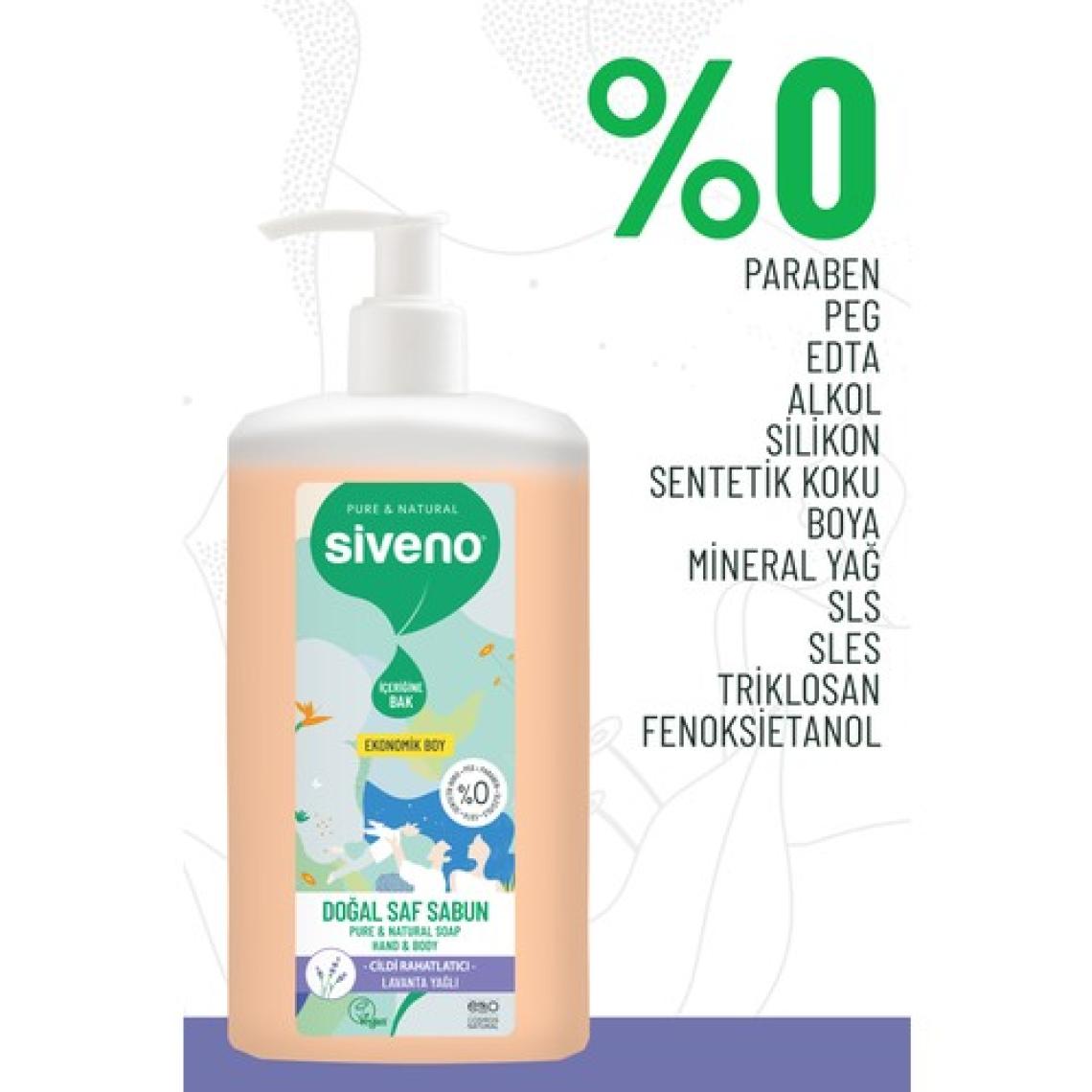 Siveno %100 Doğal Sıvı Kastil Sabun Lavanta Yağlı Cildi Nemlendirici Bitkisel Vegan 1000 ml