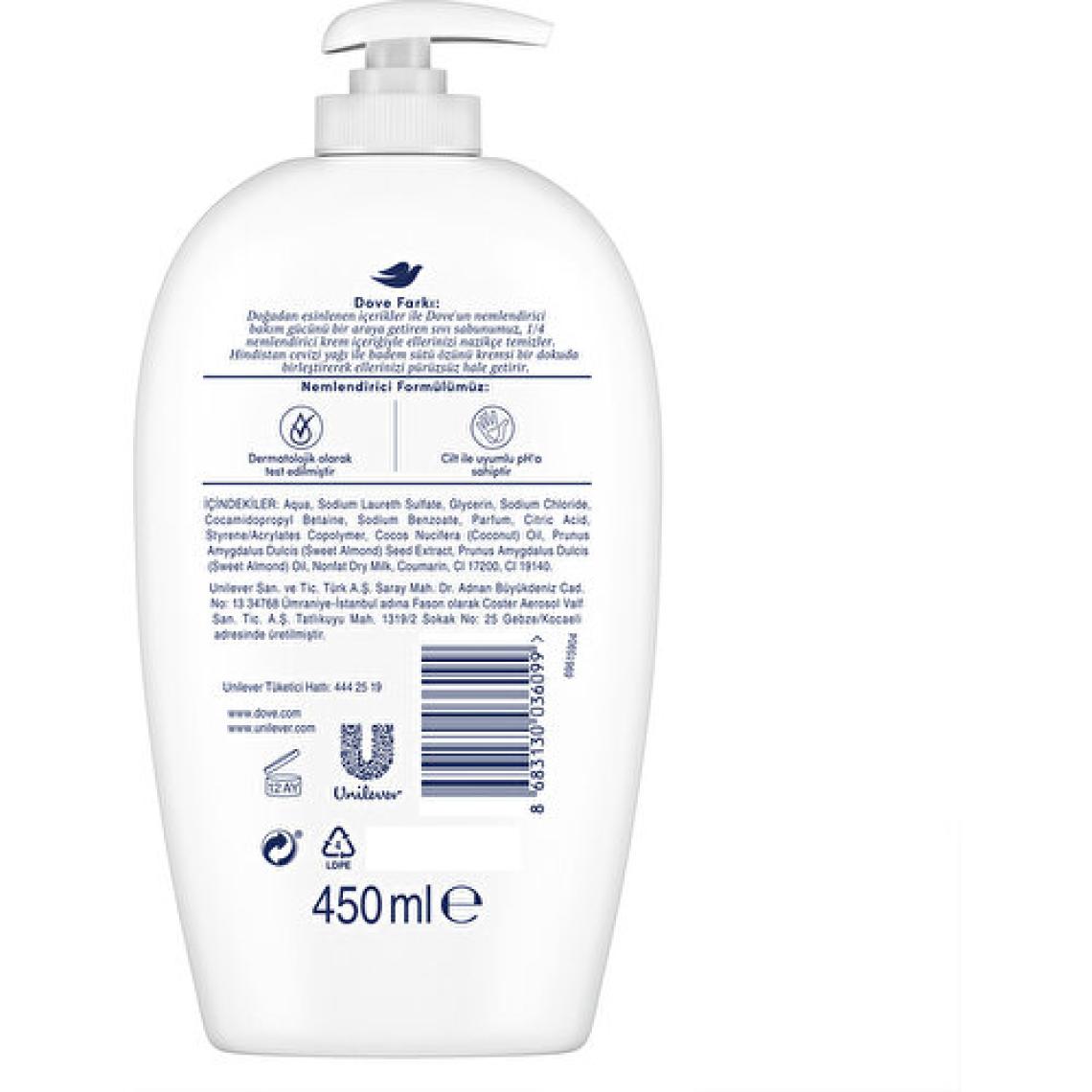 Dove Hindistan Cevizi Yağı ve Badem Sütü Özlü Sıvı Sabun 450 ml