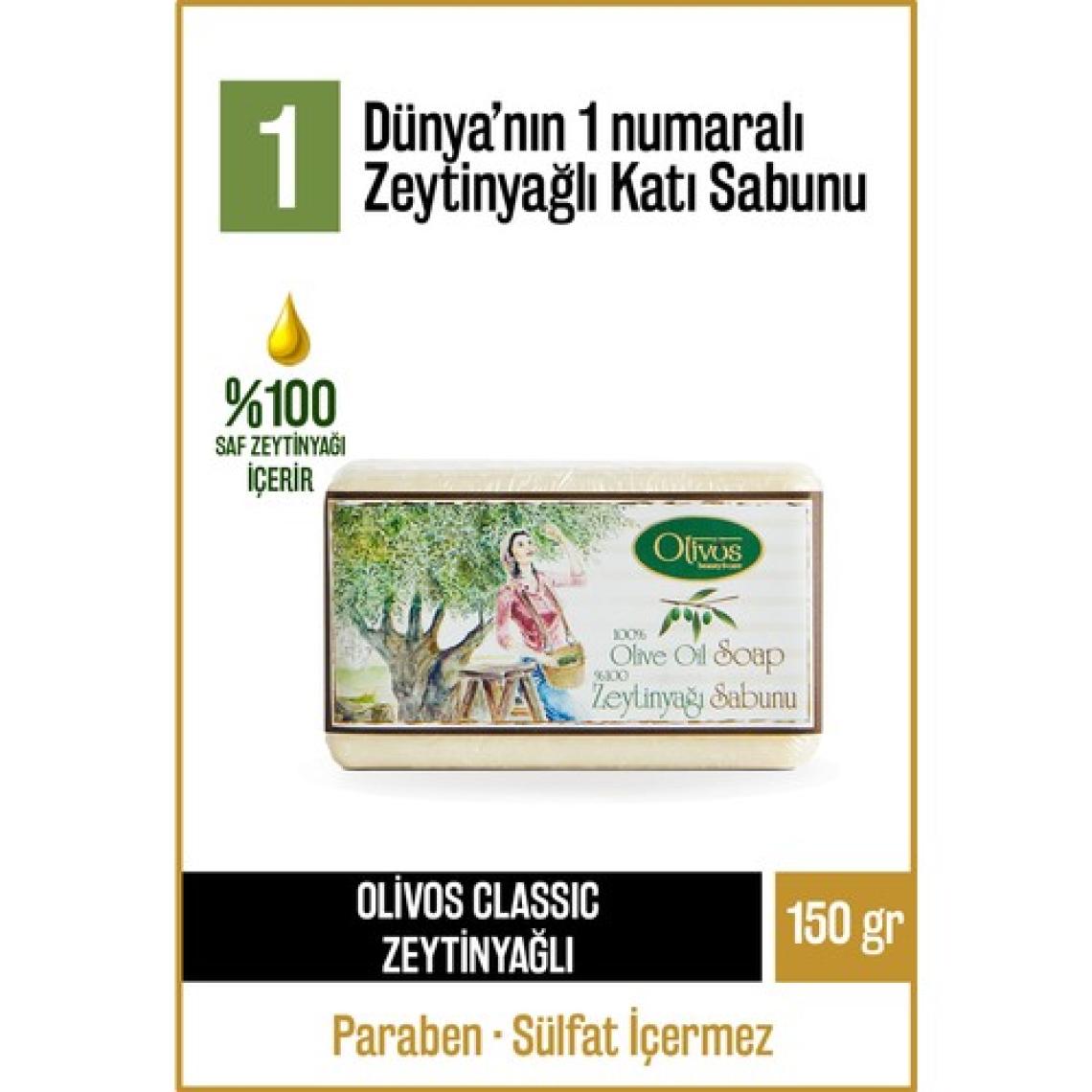 Olivos Doğal Klasik Zeytin Yapraklı Ve Zeytinyağlı Katı Sabun Zeytinyağı El Sabunu Nemlendirici 150 gr
