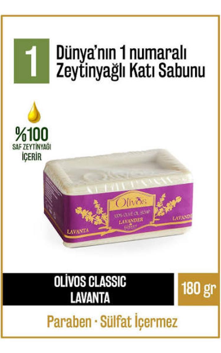 Olivos Doğal Klasik Lavanta Ve Zeytinyağlı Katı Sabun Zeytinyağı El Sabunu Yoğun Nemlendirici 180 gr