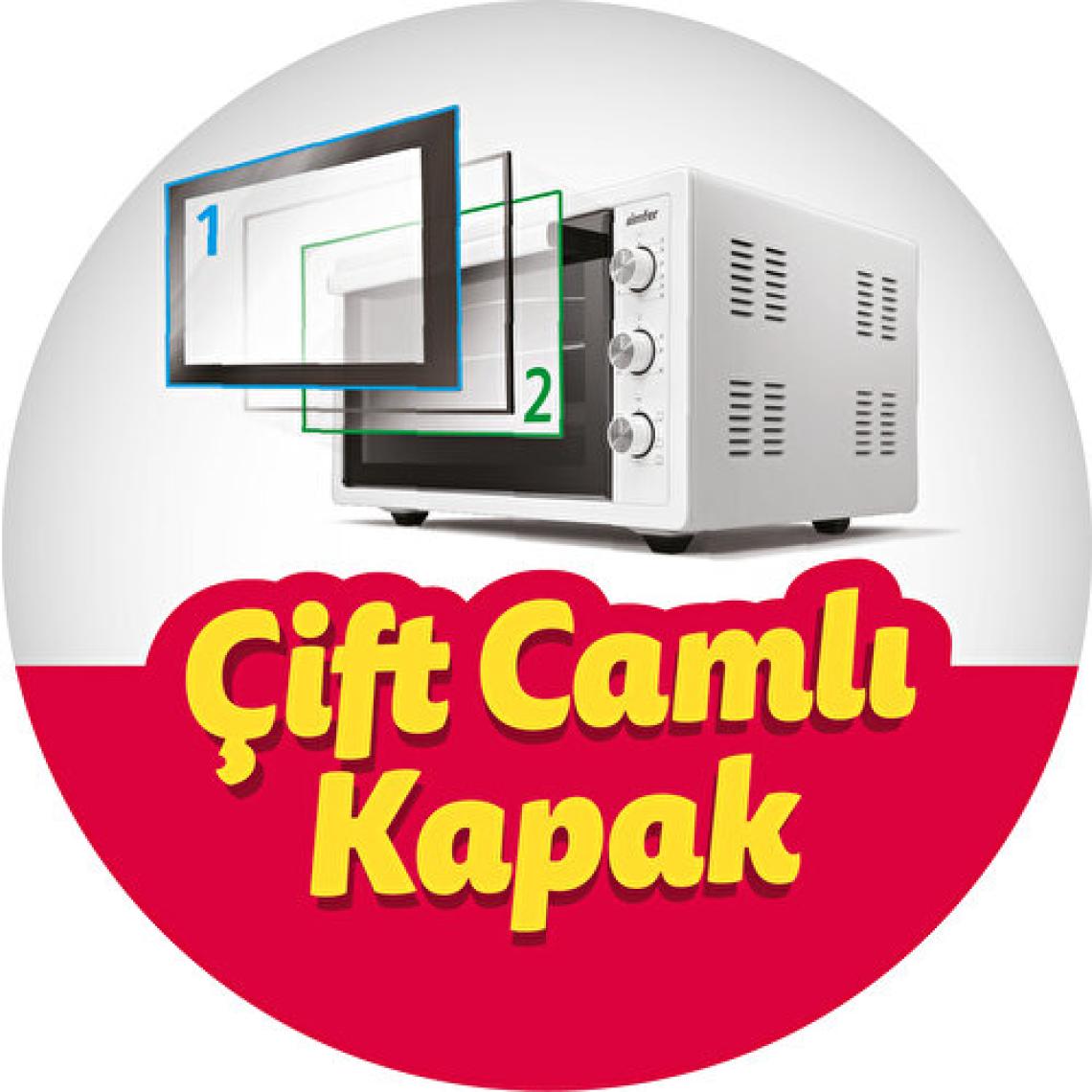 Simfer 4558 Turbo Dijital Ekran Pop-Up Düğme 45 Lt. Çift Cam Midi Fırın