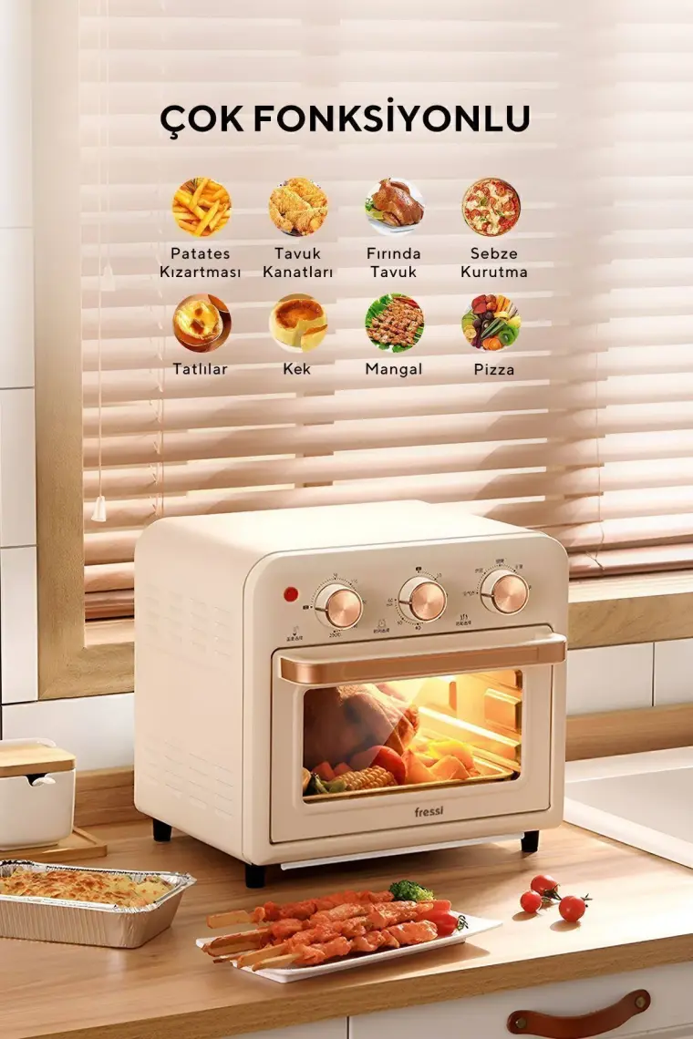 Fressi Af-01 Çok Fonksiyonlu Süre Ayarlamalı 13 Litre Xxxl Akıllı Fırın Airfryer
