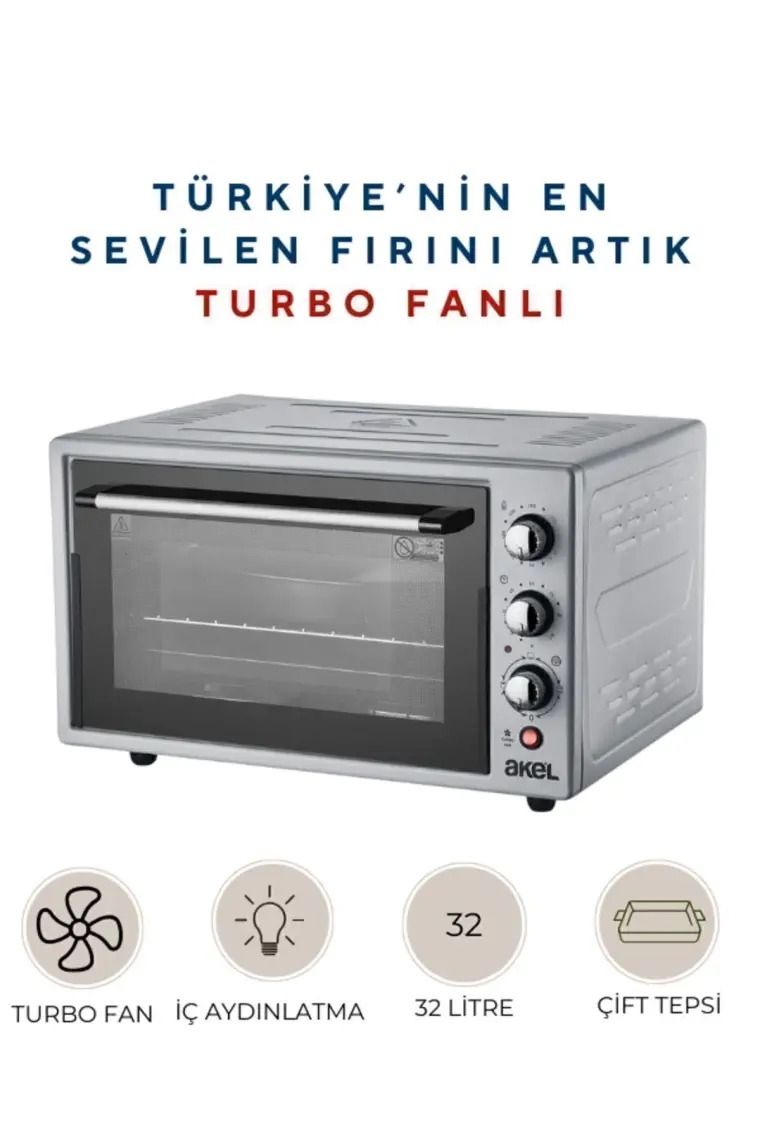 AKEL AF280LF Termostatlı, Saatli, Lambalı, Fanlı Midi Fırın