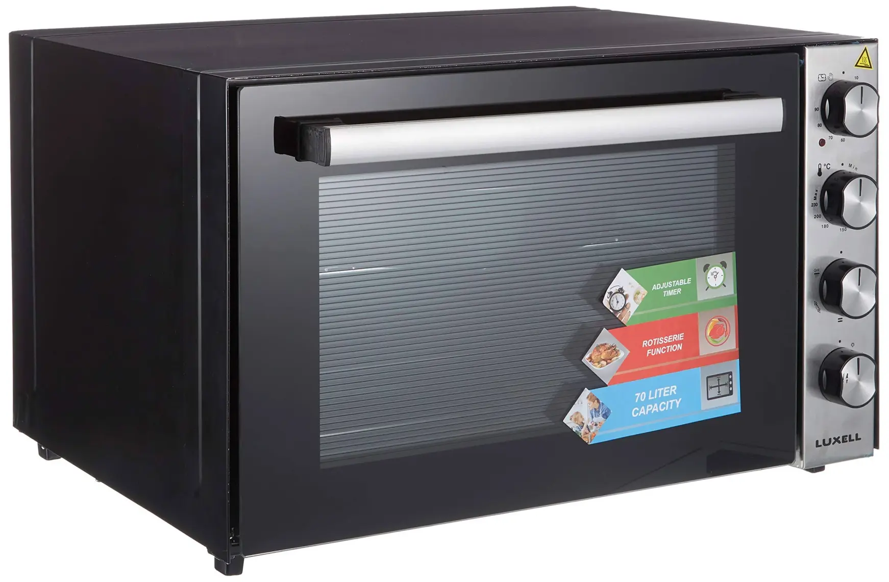Luxell LX-9645 Piliç Çevirme Fonksiyonlu 70 Lt Turbo Midi Fırın Siyah