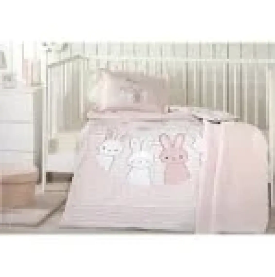 Özdilek Hello Rabbit Pembe Battaniyeli Bebek Nevresim Takımı